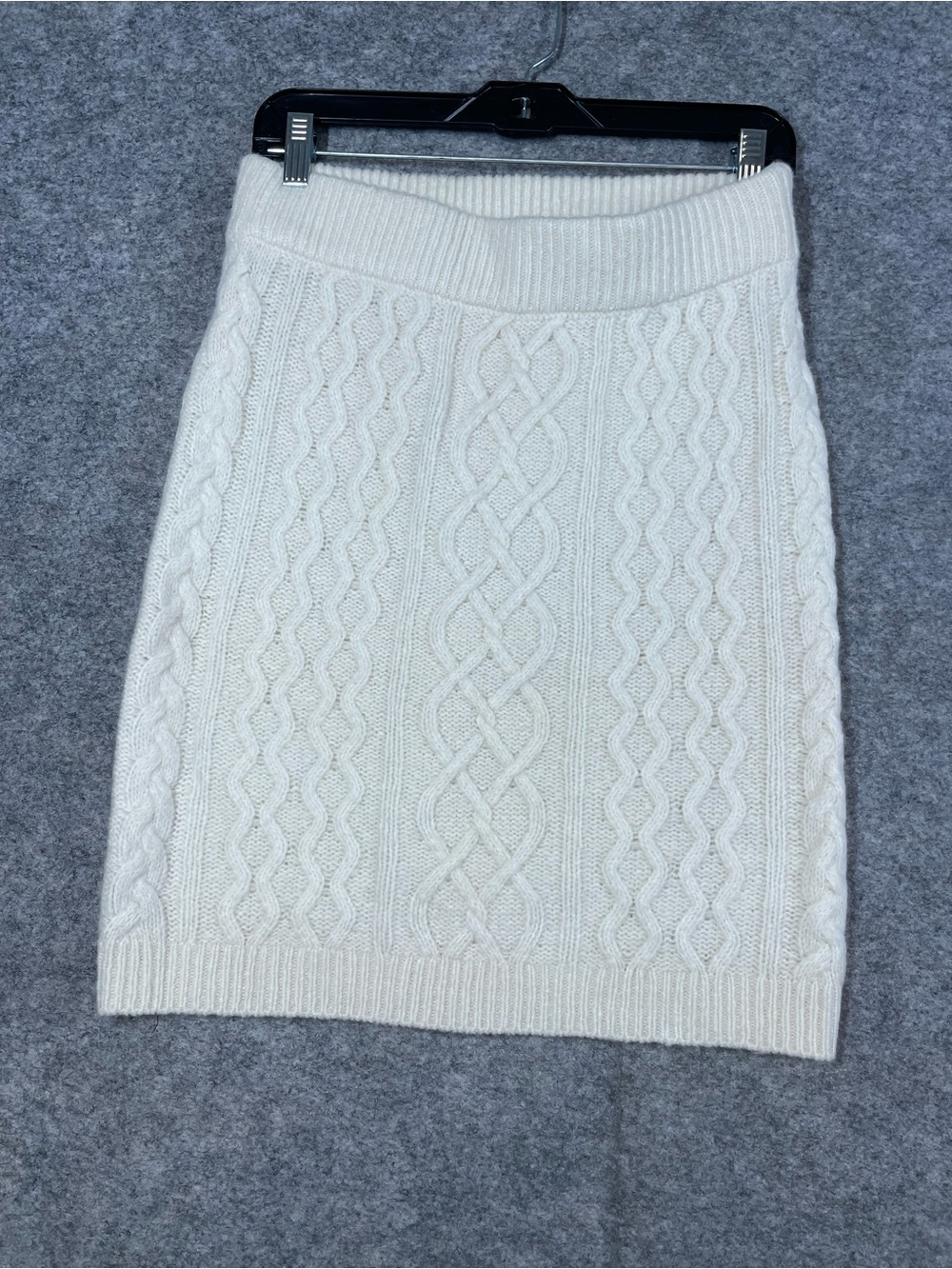 Favorite Daughter Ivory Cable Knit Skirt Medium Merino Cashmere Quiet Luxury
